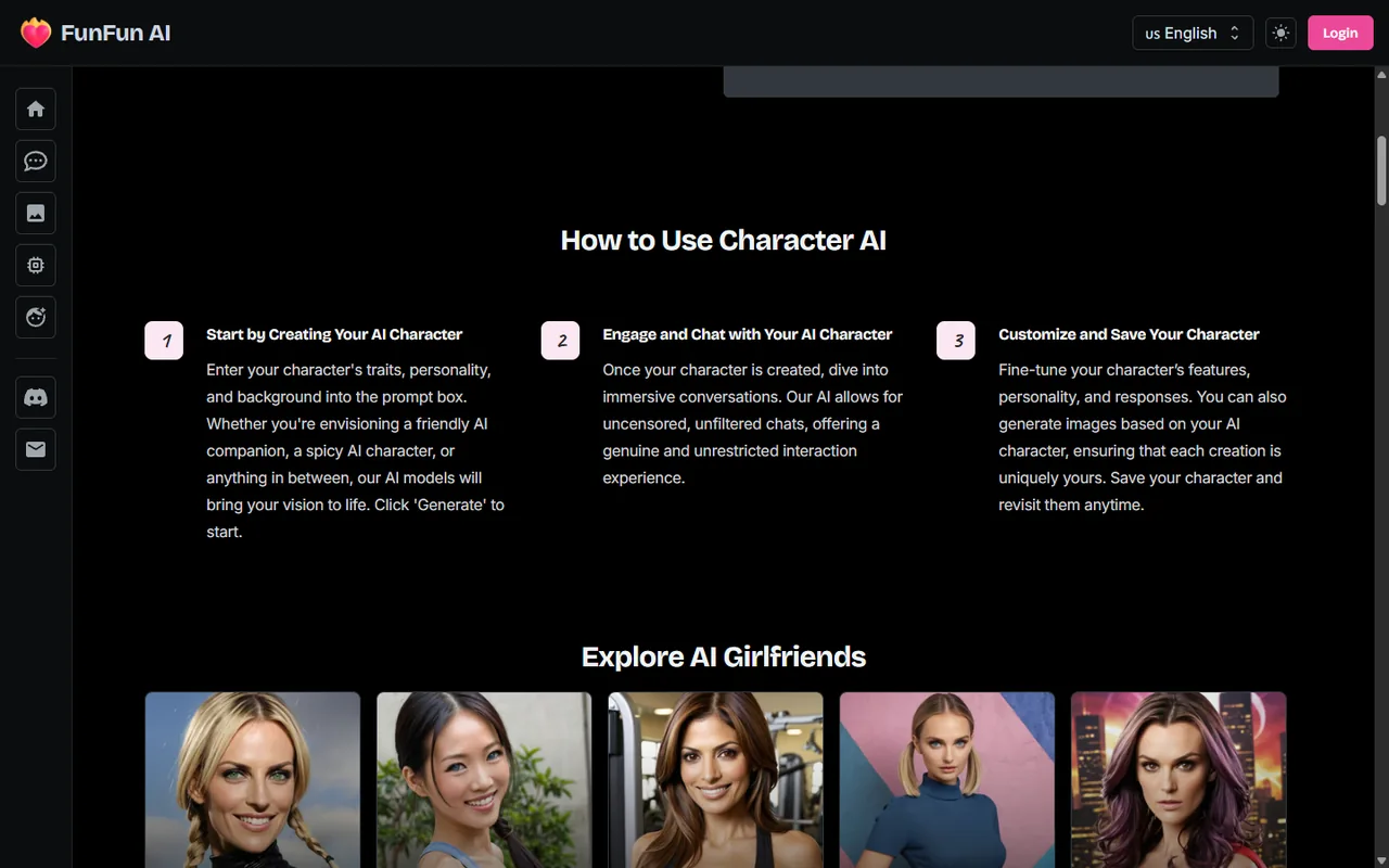 FunFun AI three-step public character creation explanation